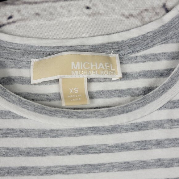 Michael Kors Womens XS Grey Striped Knit‎ Sleeveless Dress Casual wedding Guest - Picture 2 of 5